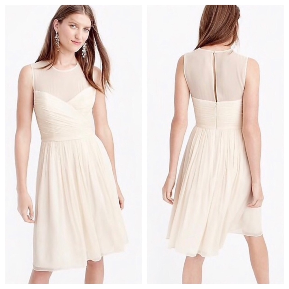 NWT J.Crew Clara Ivory Silk Chiffon Dress Size 4